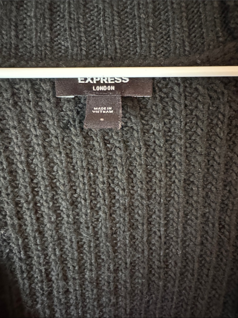 Express Black Ribbed Button-Front Cardigan - Picture 2 of 2